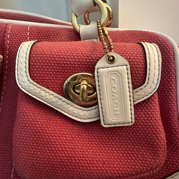 Vintage Coach Gallery Pocket Satchel Bag - Pink & White - Picture 3 of 16